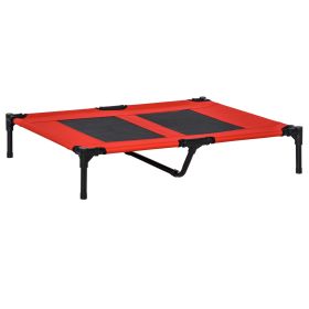 PawHut 36" x 30" Elevated Cooling Dog Cot Pet Bed with Mesh Ventilation for Summer Comfort Red